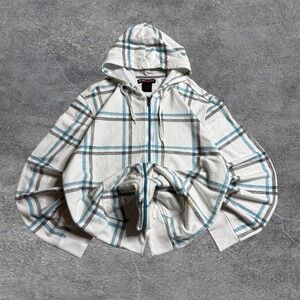 Y2k Grunge Hawk Vintage 90s Square Zip up Hoodie White Size 2XL